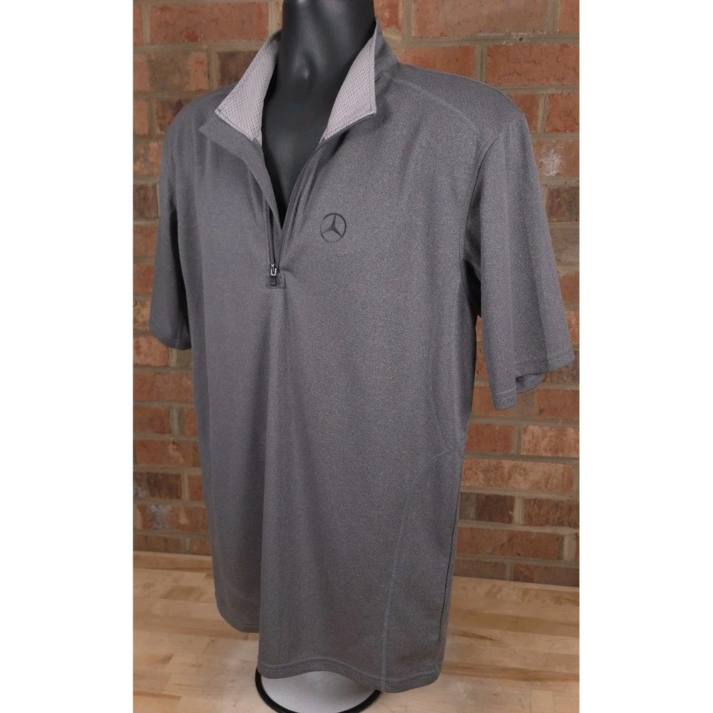 Mercedes Benz Polo Shirt Mens XL Grag 1/4 Zip Short Sleeve Logo Luxury Car